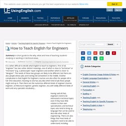 How to Teach English for Engineers - UsingEnglish.com
