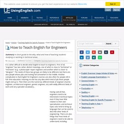 How to Teach English for Engineers - UsingEnglish.com