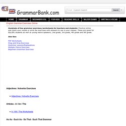 English Grammar Exercises / Worksheets With Answers
