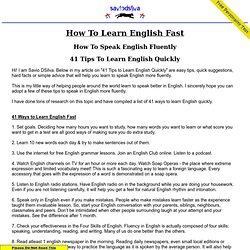 How to learn English,How to speak English fluently,how to improve your English, Savio DSilva, English Speaking