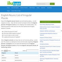 English Nouns: List of Irregular Plurals