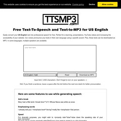 Free Text-To-Speech for US English language and MP3 Download