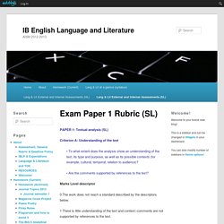 IB English Language and Literature » Exam Paper 1 Rubric (SL)