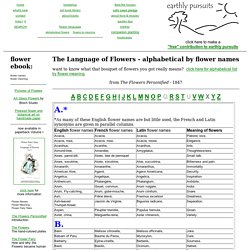 Flower names in English, French and Latin. Flower name with flower meaning - the Language of Flowers