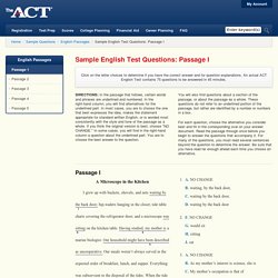 ACT Practice Questions : English Passage 1