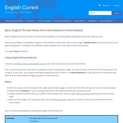 English Phrasal Verbs List (Pre-Intermediate ~ Intermediate) ESL/EFL English Current