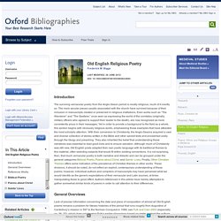 Old English Religious Poetry - Medieval Studies