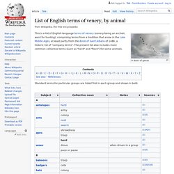 List of English terms of venery, by animal