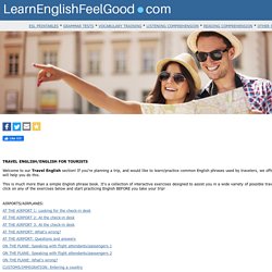 TRAVEL ENGLISH: English for tourists, English for travel, travel-related phrases