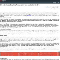 How to learn English Vocabulary fast and effectively?