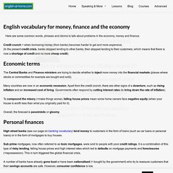 English vocabulary for money, finance and the economy – english-at-home.com