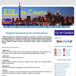 ESL in Canada - English Vocabulary for Art Students