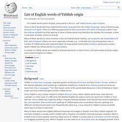 List of English words of Yiddish origin