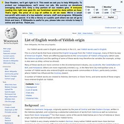 List of English words of Yiddish origin