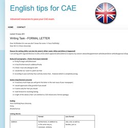 English tips for CAE: Writing Task - FORMAL LETTER