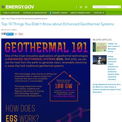 Top 10 Things You Didn't Know about Enhanced Geothermal Systems