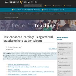Test-enhanced learning: Using retrieval practice to help students learn