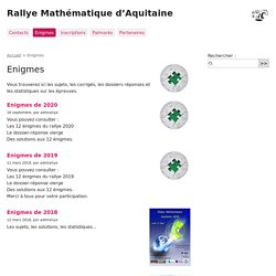 Enigmes - Rallye Mathématique d'Aquitaine