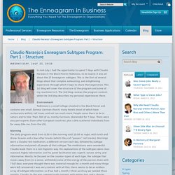 Claudio Naranjo’s Enneagram Subtypes Program: Part 1 – Structure - The Enneagram in Business