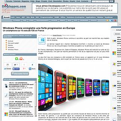Windows Phone enregistre une forte progression en Europe, un smartphone sur 10 exécute l'OS en France