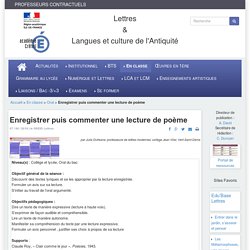 Enregistrer puis commenter une lecture de poème