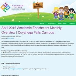 April 2016 Academic Enrichment Monthly Overview