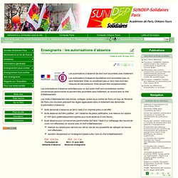 Enseignants : les autorisations d’absence - Sundep-Solidaires Paris