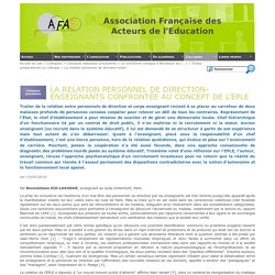 La relation personnel de direction-enseignants confrontée au concept de l’EPLE - [A.F.A.E.]