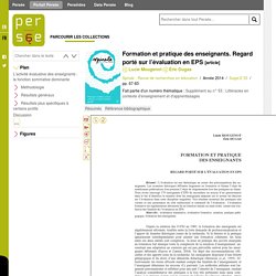 Formation et pratique des enseignants. Regard porté sur l’évaluation en EPS