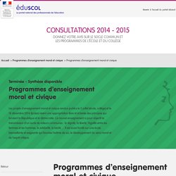 Programmes d’enseignement moral et civique - Consultations 2014-2015
