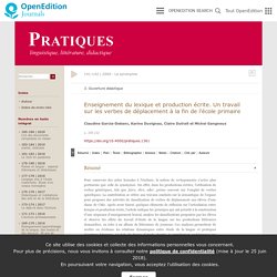 11) Enseignement du lexique et production écrite. Un travail sur les verbes de déplacement à la fin de l’école primaire