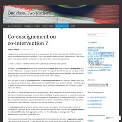 Co-enseignement ou co-intervention ?