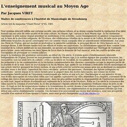 L'enseignement musical au Moyen Age