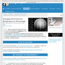 Enseignement Sciences Numériques et Technologie