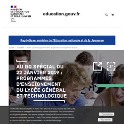 Au BO spécial du 22 janvier 2019 : programmes d'enseignement du lycée général et technologique