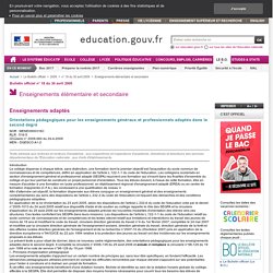 Orientations pédagogiques pour les enseignements généraux et professionnels adaptés dans le second degré - MENE0900316C