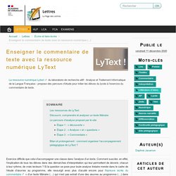 Enseigner le commentaire de texte avec la ressource numérique LyText