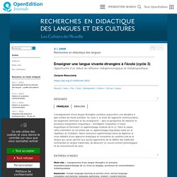 Enseigner une langue vivante étrangère à l'école (cycle 3)