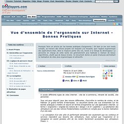 Vue d'ensemble de l'ergonomie sur Internet