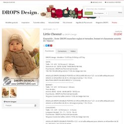 Little Chesnut / DROPS Baby 19-17 - Ensemble : Veste DROPS manches raglan et torsades, bonnet et chaussons assortis en "Alpaca". - Free pattern by DROPS Design