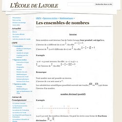 Les ensembles de nombres - L'École de Latoile