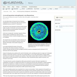 A record quantum entanglement: 103 dimensions