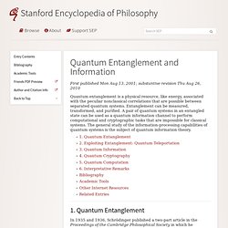 Quantum Entanglement and Information