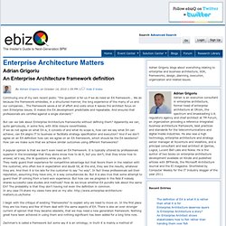 An Enterprise Architecture framework definition - Enterprise Architecture Matters