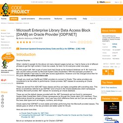 Microsoft Enterprise Library Data Access Block [DAAB] on Oracle Provider [ODP.NET] - The Code Project - C# Database