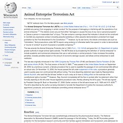 Animal Enterprise Terrorism Act