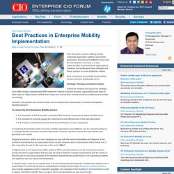 Best Practices in Enterprise Mobility Implementation