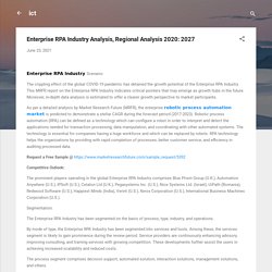 Enterprise RPA Industry Analysis, Regional Analysis 2020: 2027
