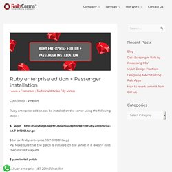 Ruby enterprise edition + Passenger installation