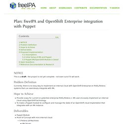 Plan: FreeIPA and OpenShift Enterprise integration with Puppet